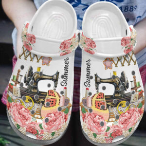 Sewing Personalized Crocs Clog Classic Clog Whitesole Vintage Sewing Room Shoes