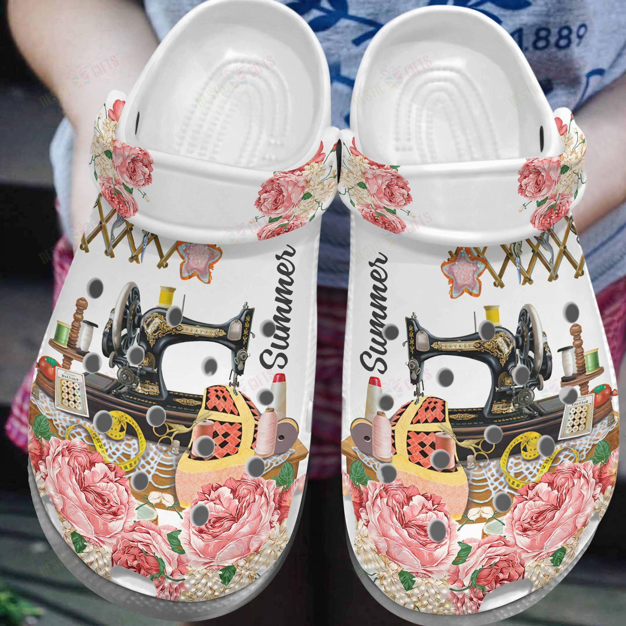 Sewing Personalized Crocs Clog Classic Clog Whitesole Vintage Sewing Room Shoes Sewing Personalized Crocs Clog Classic Clog Whitesole Vintage Sewing Room Shoes