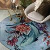 Shark Flowers Round Carpet Floor Rug Living Room Bedroom Decor Round Area Rug Carpet