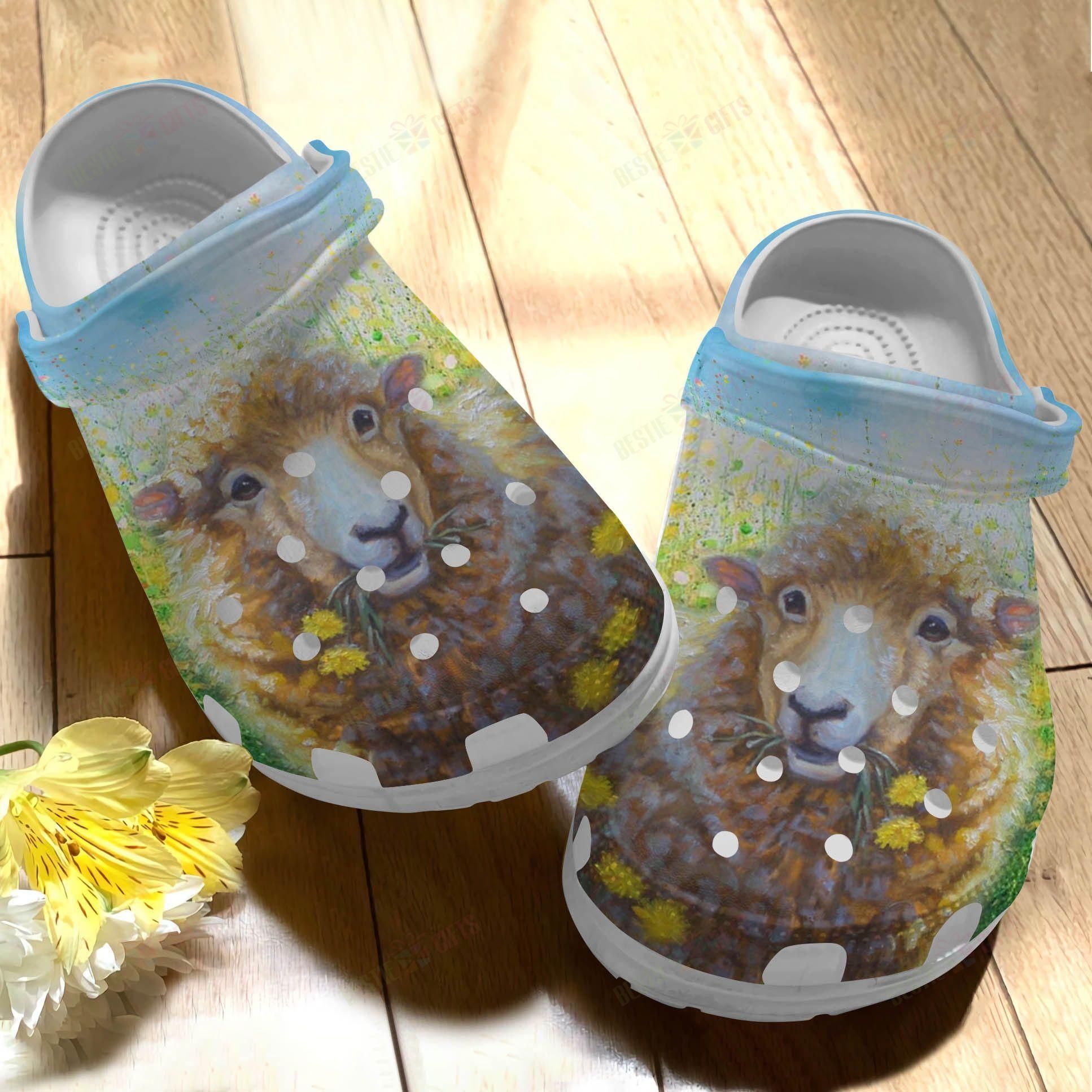 Sheep Crocs Clog Classic Clog Beautiful Brown Sheep On Flower Field Shoes Sheep Crocs Clog Classic Clog Beautiful Brown Sheep On Flower Field Shoes