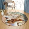 Shells And Starfish Round Carpet Floor Rug Living Room Bedroom Decor Round Area Rug Carpet