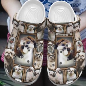Shih Tzu Personalize Clog Custom Crocs Fashionstyle Comfortable For Women Men Kid Print 3D Whitesole