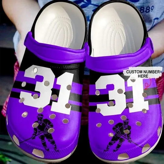 Simply Love Hockey Purple Personalize Clog Custom Crocs Clog Number On Sandal Fashion Style Comfortable For Women Men Kid Simply Love Hockey Purple Personalize Clog Custom Crocs Clog Number On Sandal Fashion Style Comfortable For Women Men Kid