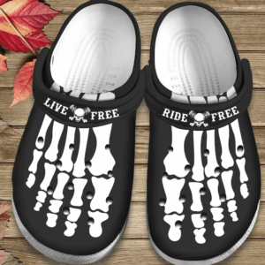 Skeleton Foot Tattoo Crocs Clog Shoes – Ride Free Clog Birthday Gift For Man Woman