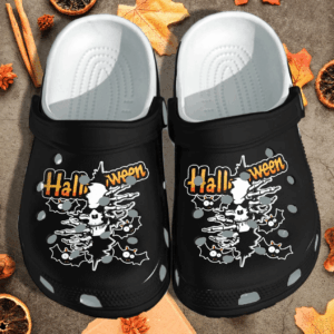 Skeleton Tattoo On Night With Bats Shoes Clog – Halloween Crocs Clog Crocband Clog Birthday Gift For Man Woman