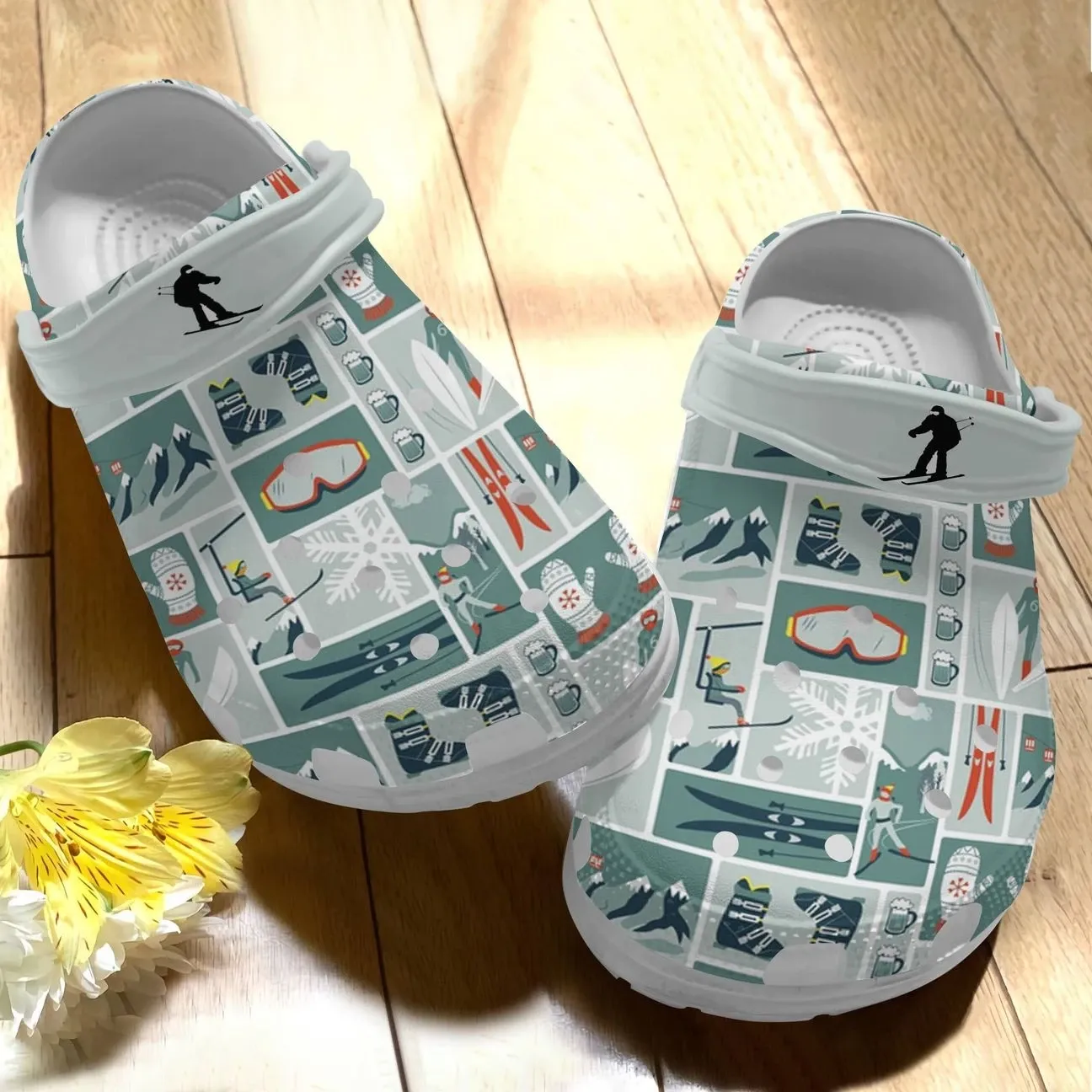 Skiing Personalize Clog Custom Crocs Fashionstyle Comfortable For Women Men Kid Print 3D Whitesole Skiing Pattern Skiing Personalize Clog Custom Crocs Fashionstyle Comfortable For Women Men Kid Print 3D Whitesole Skiing Pattern