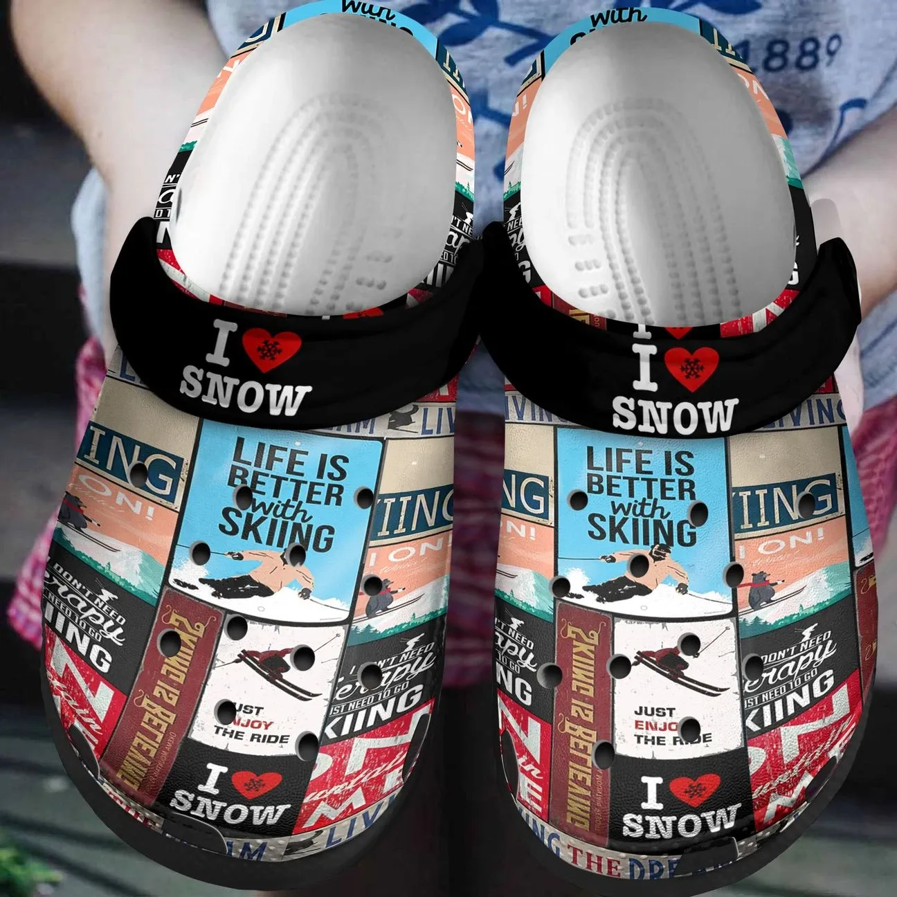 Skiing Personalized Clog Custom Crocs Comfortablefashion Style Comfortable For Women Men Kid Print 3D Life Is Better With Skiing Skiing Personalized Clog Custom Crocs Comfortablefashion Style Comfortable For Women Men Kid Print 3D Life Is Better With Skiing