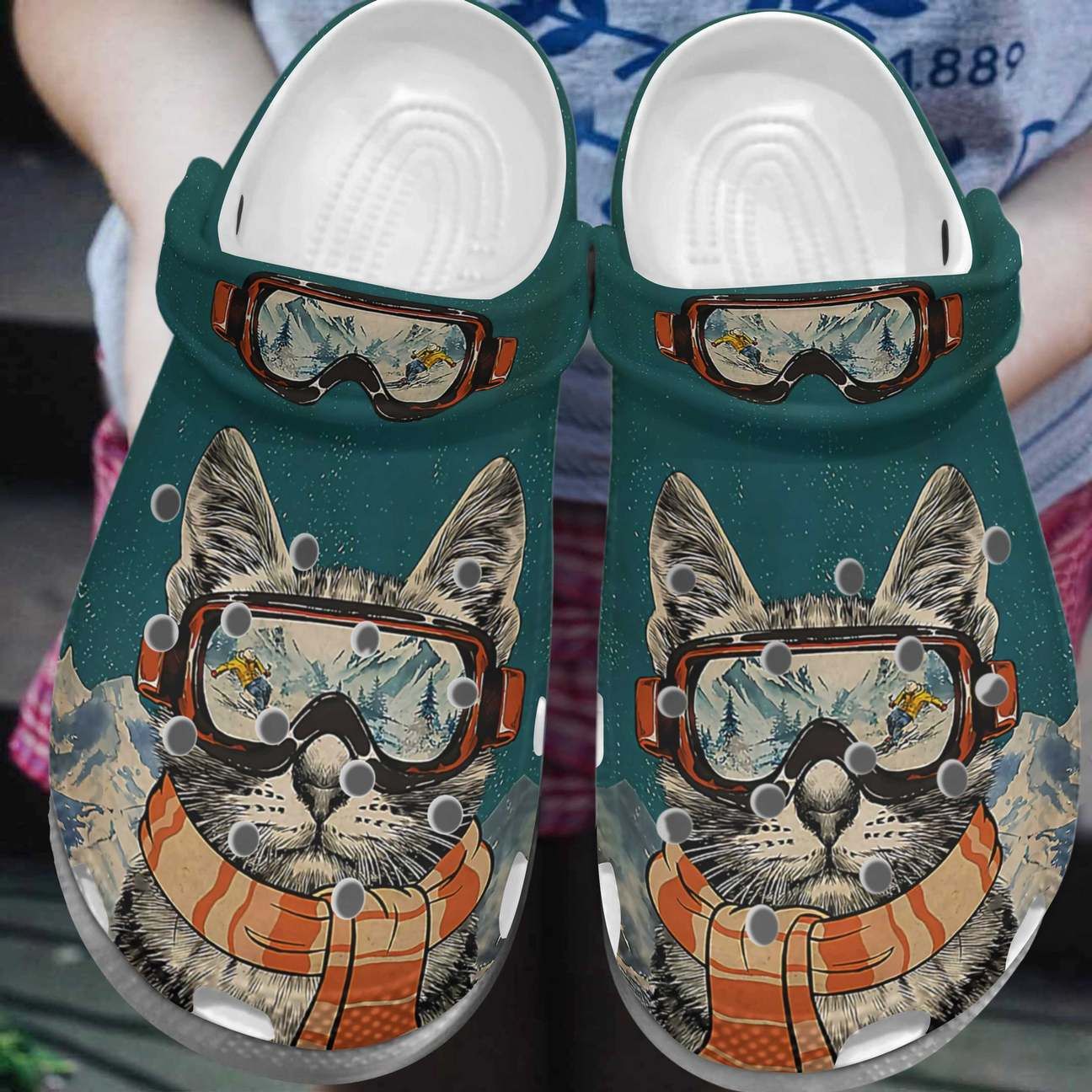 Skiing Personalized Clog Custom Crocs Comfortablefashion Style Comfortable For Women Men Kid Print 3D Skiing Cat Skiing Personalized Clog Custom Crocs Comfortablefashion Style Comfortable For Women Men Kid Print 3D Skiing Cat