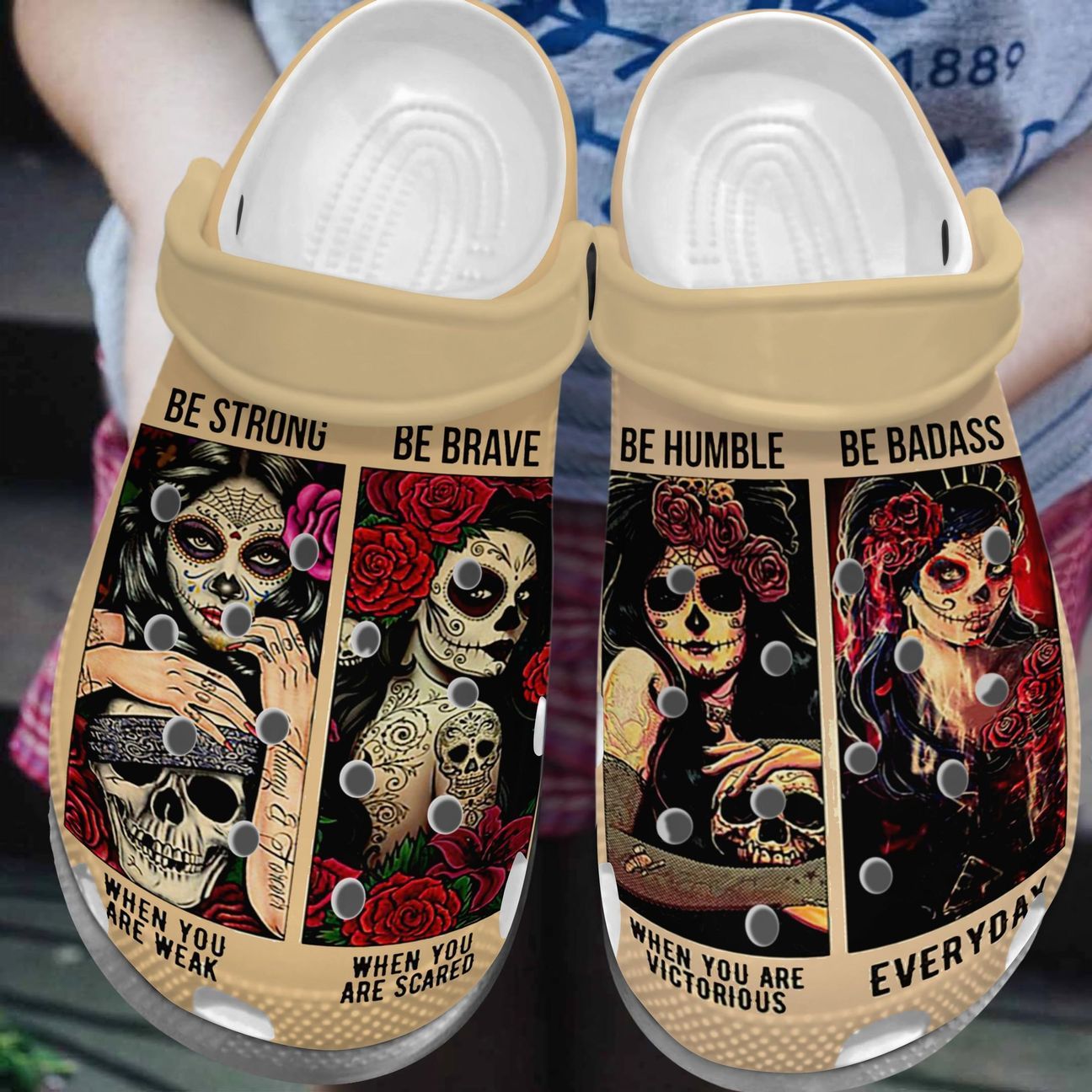 Skull Be Strong Be Humble Personalize Clog Custom Crocs Fashionstyle Comfortable For Women Men Kid Print 3D Whitesole Skull Be Strong Be Humble Personalize Clog Custom Crocs Fashionstyle Comfortable For Women Men Kid Print 3D Whitesole