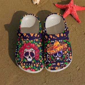 Skull Couple Sku 2203 Crocs Crocband Clog Comfortable For Mens Womens Classic Clog Water Shoes