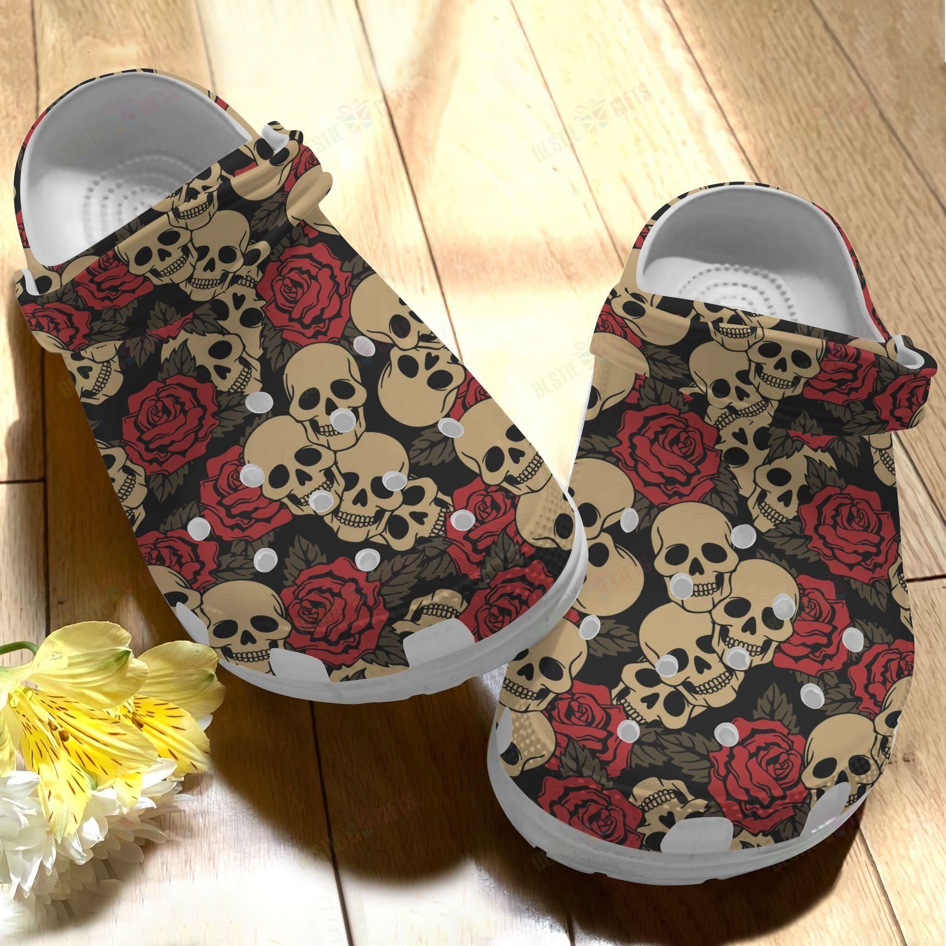 Skull Crocs Clog Classic Clog Floral Skull Shoes Skull Crocs Clog Classic Clog Floral Skull Shoes