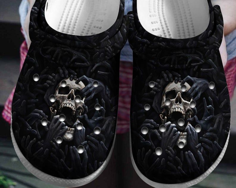 Skull Dark Night Crocs Crocband Clog Comfortable For Mens Womens Classic Clog Water Shoes Skull Dark Night Crocs Crocband Clog Comfortable For Mens Womens Classic Clog Water Shoes
