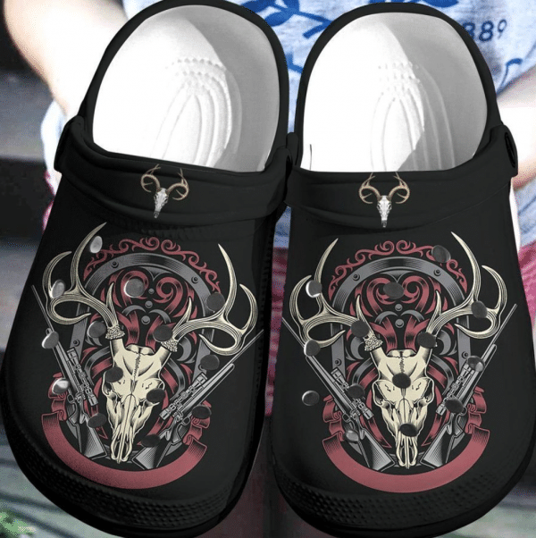 Skull Deer Hunting Crocs Crocband Clog Comfortable For Mens Womens Classic Clog Water Shoes Skull Deer Hunting Crocs Crocband Clog Comfortable For Mens Womens Classic Clog Water Shoes