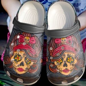 Skull Lady Sku 2179 Crocs Crocband Clog Comfortable For Mens Womens Classic Clog Water Shoes