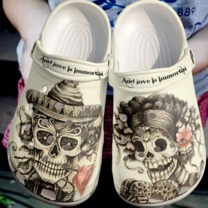 Skull Love Is Immortal Sku 2163 Crocs Crocband Clog Comfortable For Mens Womens Classic Clog Water Shoes