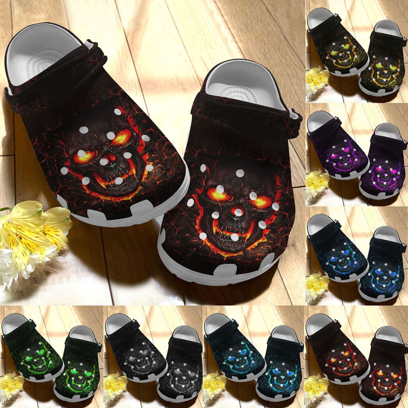 Skull Personalize Clog Custom Crocs Fashionstyle Comfortable For Women Men Kid Print 3D Color Series Skull Personalize Clog Custom Crocs Fashionstyle Comfortable For Women Men Kid Print 3D Color Series