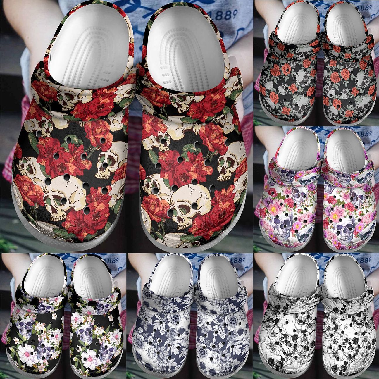 Skull Personalize Clog Custom Crocs Fashionstyle Comfortable For Women Men Kid Print 3D Skull Collection Skull Personalize Clog Custom Crocs Fashionstyle Comfortable For Women Men Kid Print 3D Skull Collection