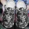 Skull Personalized Clog Custom Crocs Comfortablefashion Style Comfortable For Women Men Kid Print 3D Black And White Roses Skull