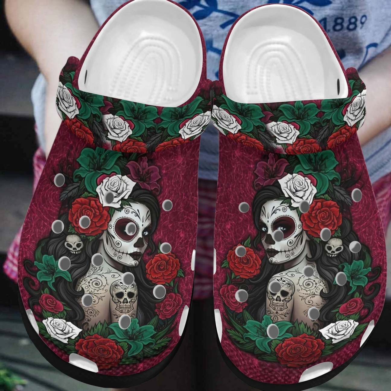 Skull Personalized Clog Custom Crocs Comfortablefashion Style Comfortable For Women Men Kid Print 3D Mysterious Girl Skull Personalized Clog Custom Crocs Comfortablefashion Style Comfortable For Women Men Kid Print 3D Mysterious Girl