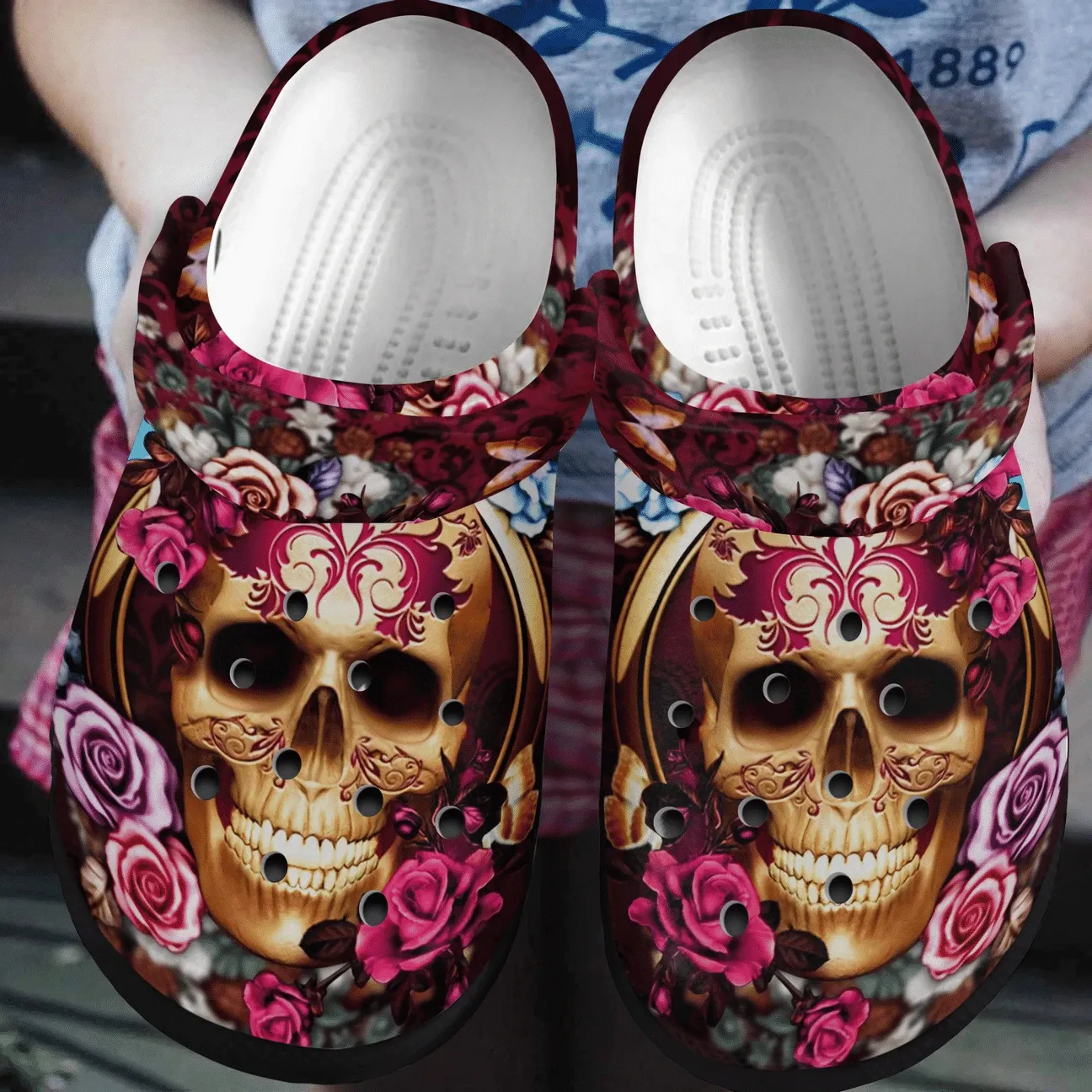 Skull Personalized Clog Custom Crocs Comfortablefashion Style Comfortable For Women Men Kid Print 3D Mysterious Skull Skull Personalized Clog Custom Crocs Comfortablefashion Style Comfortable For Women Men Kid Print 3D Mysterious Skull