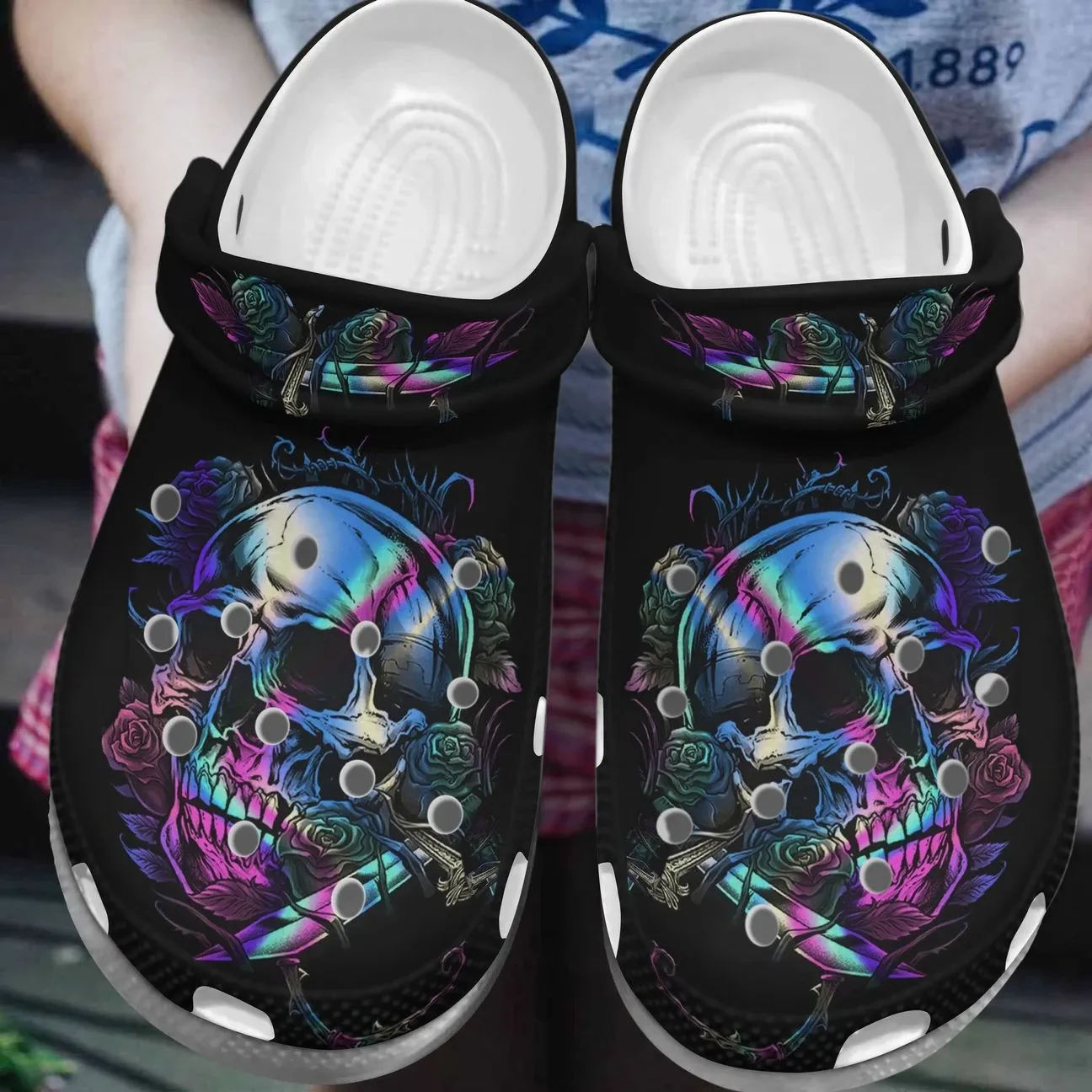 Skull Personalized Clog Custom Crocs Comfortablefashion Style Comfortable For Women Men Kid Print 3D Neon Skull Skull Personalized Clog Custom Crocs Comfortablefashion Style Comfortable For Women Men Kid Print 3D Neon Skull