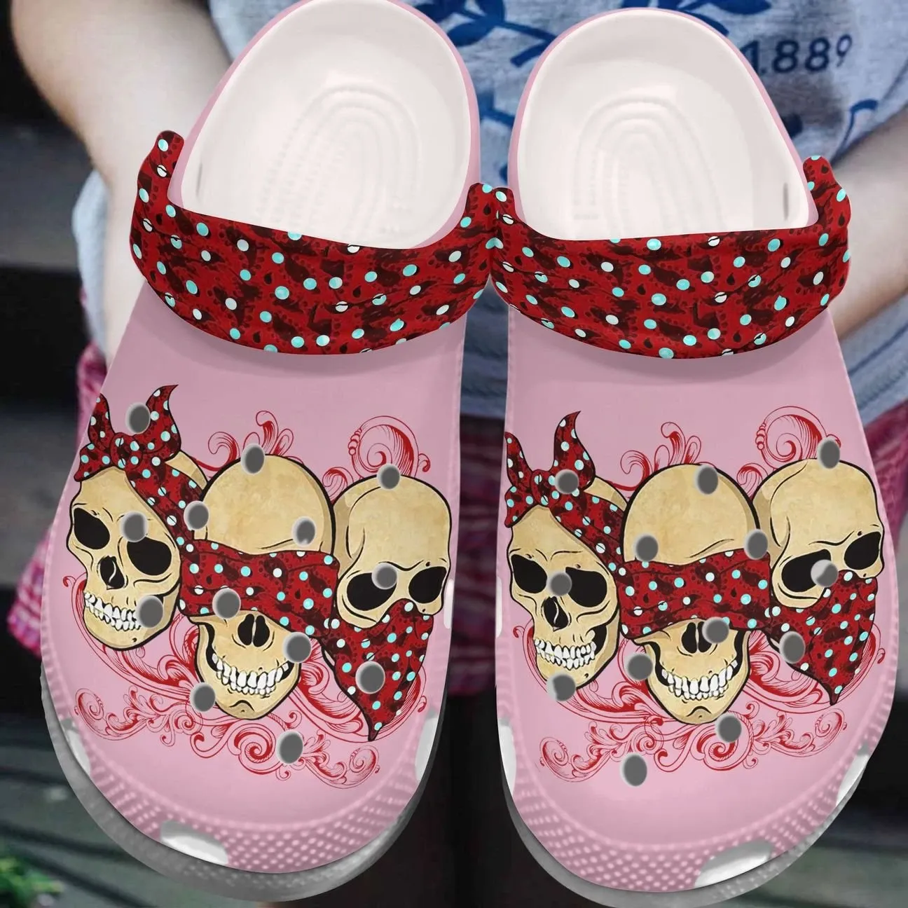 Skull Personalized Clog Custom Crocs Comfortablefashion Style Comfortable For Women Men Kid Print 3D Pink Skulls Skull Personalized Clog Custom Crocs Comfortablefashion Style Comfortable For Women Men Kid Print 3D Pink Skulls