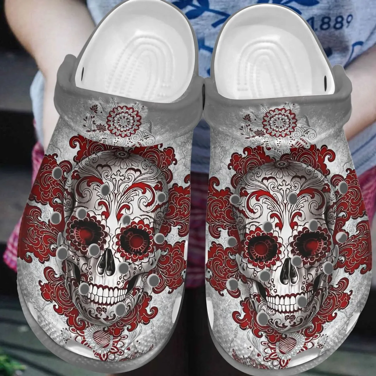 Skull Personalized Clog Custom Crocs Comfortablefashion Style Comfortable For Women Men Kid Print 3D Red Skull 9 Skull Personalized Clog Custom Crocs Comfortablefashion Style Comfortable For Women Men Kid Print 3D Red Skull 9