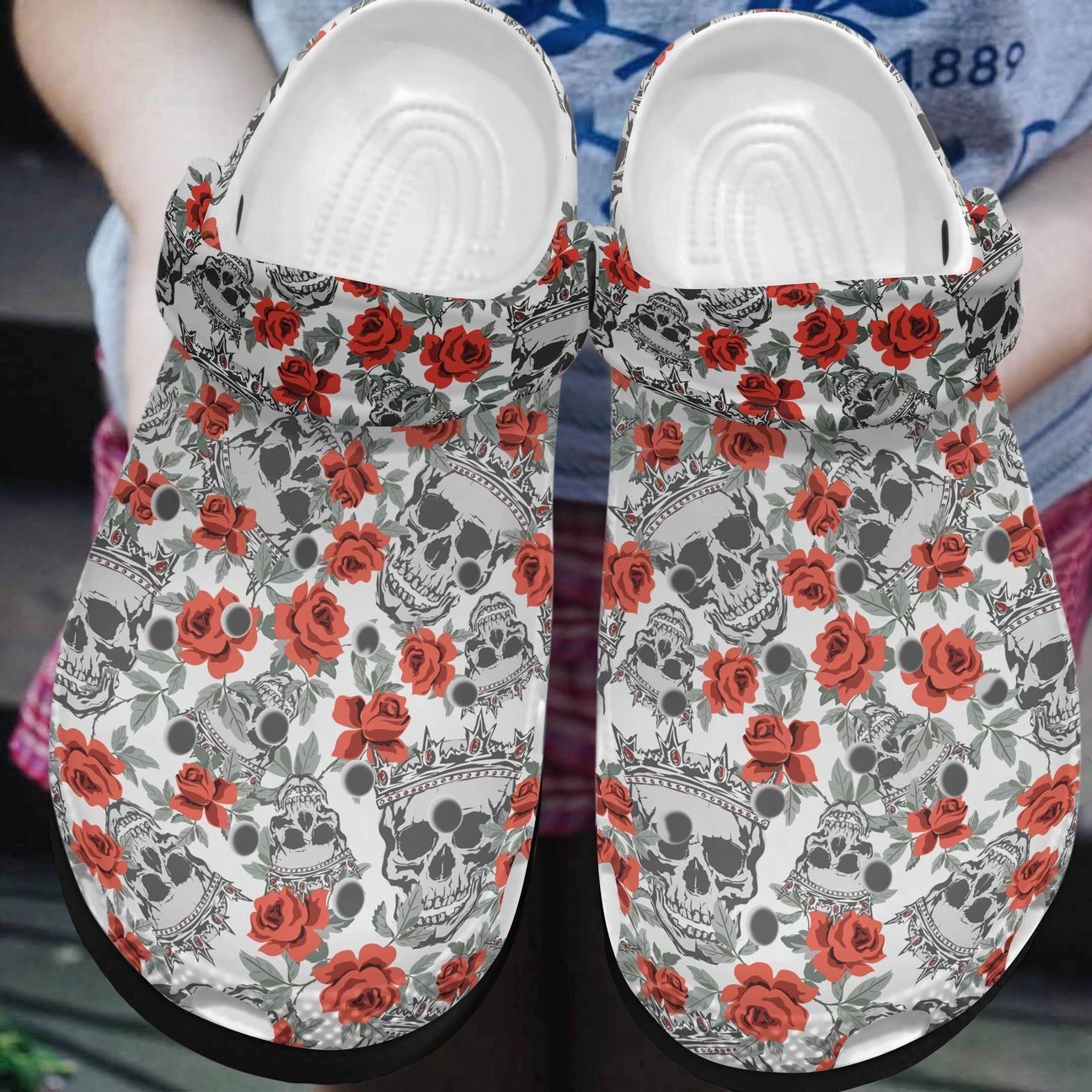 Skull Personalized Clog Custom Crocs Comfortablefashion Style Comfortable For Women Men Kid Print 3D Skull And Roses Skull Personalized Clog Custom Crocs Comfortablefashion Style Comfortable For Women Men Kid Print 3D Skull And Roses