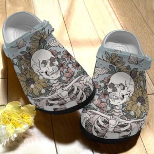 Skull Personalized Clog Custom Crocs Comfortablefashion Style Comfortable For Women Men Kid Print 3D Skull Floral