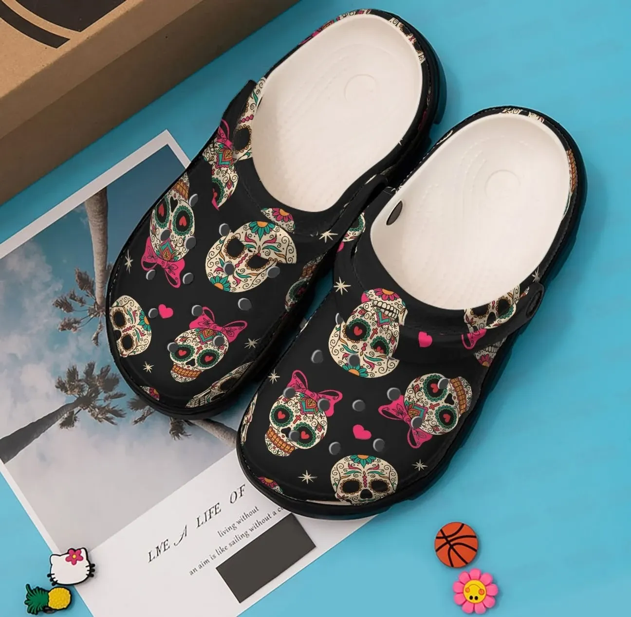 Skull Personalized Clog Custom Crocs Comfortablefashion Style Comfortable For Women Men Kid Print 3D Skull Heart Pattern Skull Personalized Clog Custom Crocs Comfortablefashion Style Comfortable For Women Men Kid Print 3D Skull Heart Pattern