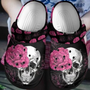 Skull Personalized Clog Custom Crocs Comfortablefashion Style Comfortable For Women Men Kid Print 3D Skull Rose