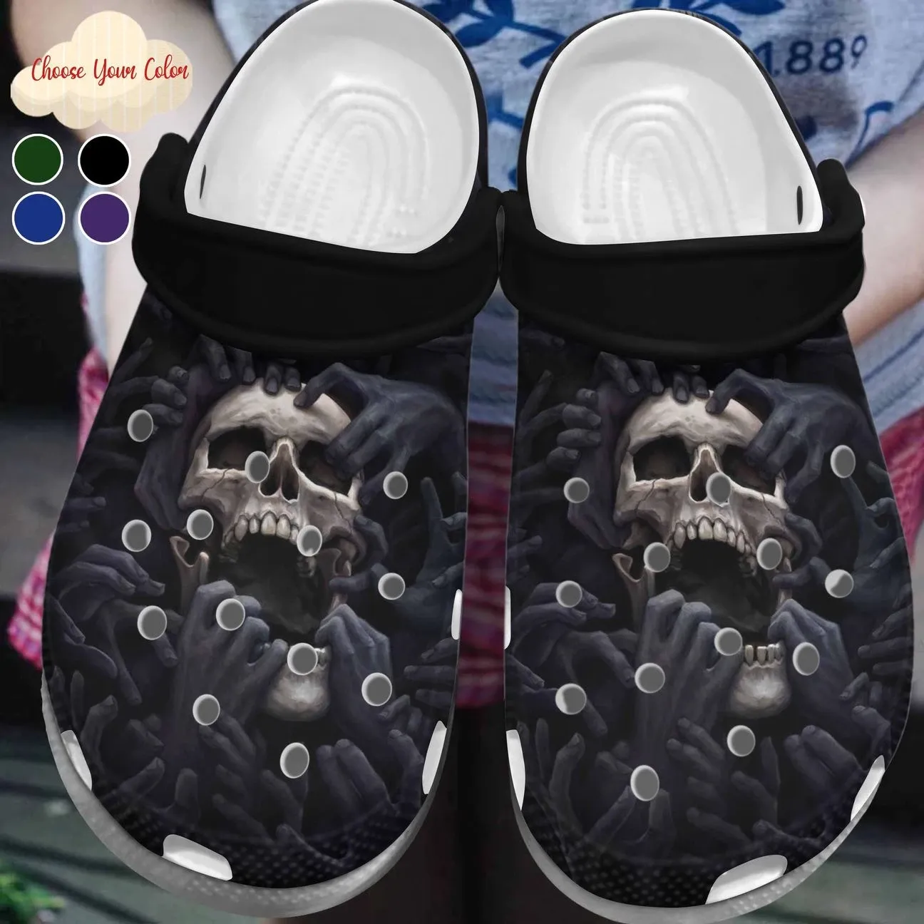 Skull Personalized Clog Custom Crocs Comfortablefashion Style Comfortable For Women Men Kid Print 3D Stranger Skull Skull Personalized Clog Custom Crocs Comfortablefashion Style Comfortable For Women Men Kid Print 3D Stranger Skull