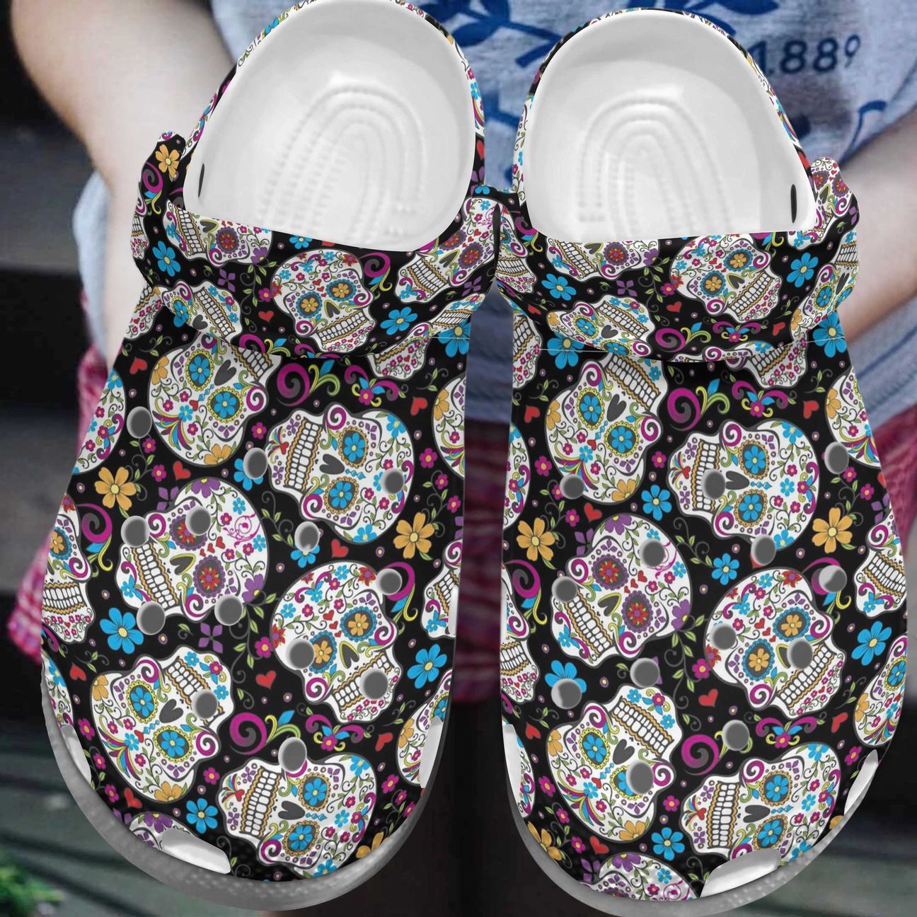 Skull Personalized Clog Custom Crocs Comfortablefashion Style Comfortable For Women Men Kid Print 3D Sugar Skulls Skull Personalized Clog Custom Crocs Comfortablefashion Style Comfortable For Women Men Kid Print 3D Sugar Skulls