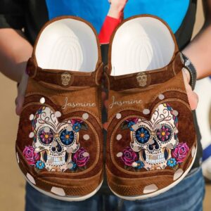 Skull Personalized Heart Sku 2170 Crocs Crocband Clog Comfortable For Mens Womens Classic Clog Water Shoes