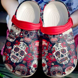 Skull Skulls And Roses Sku 2182 Crocs Crocband Clog Comfortable For Mens Womens Classic Clog Water Shoes