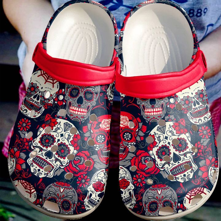 Skull Skulls And Roses Sku 2182 Crocs Crocband Clog Comfortable For Mens Womens Classic Clog Water Shoes Skull Skulls And Roses Sku 2182 Crocs Crocband Clog Comfortable For Mens Womens Classic Clog Water Shoes