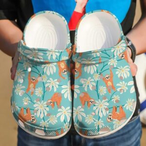 Sloth Daisy Sku 2212 Crocs Crocband Clog Comfortable For Mens Womens Classic Clog Water Shoes