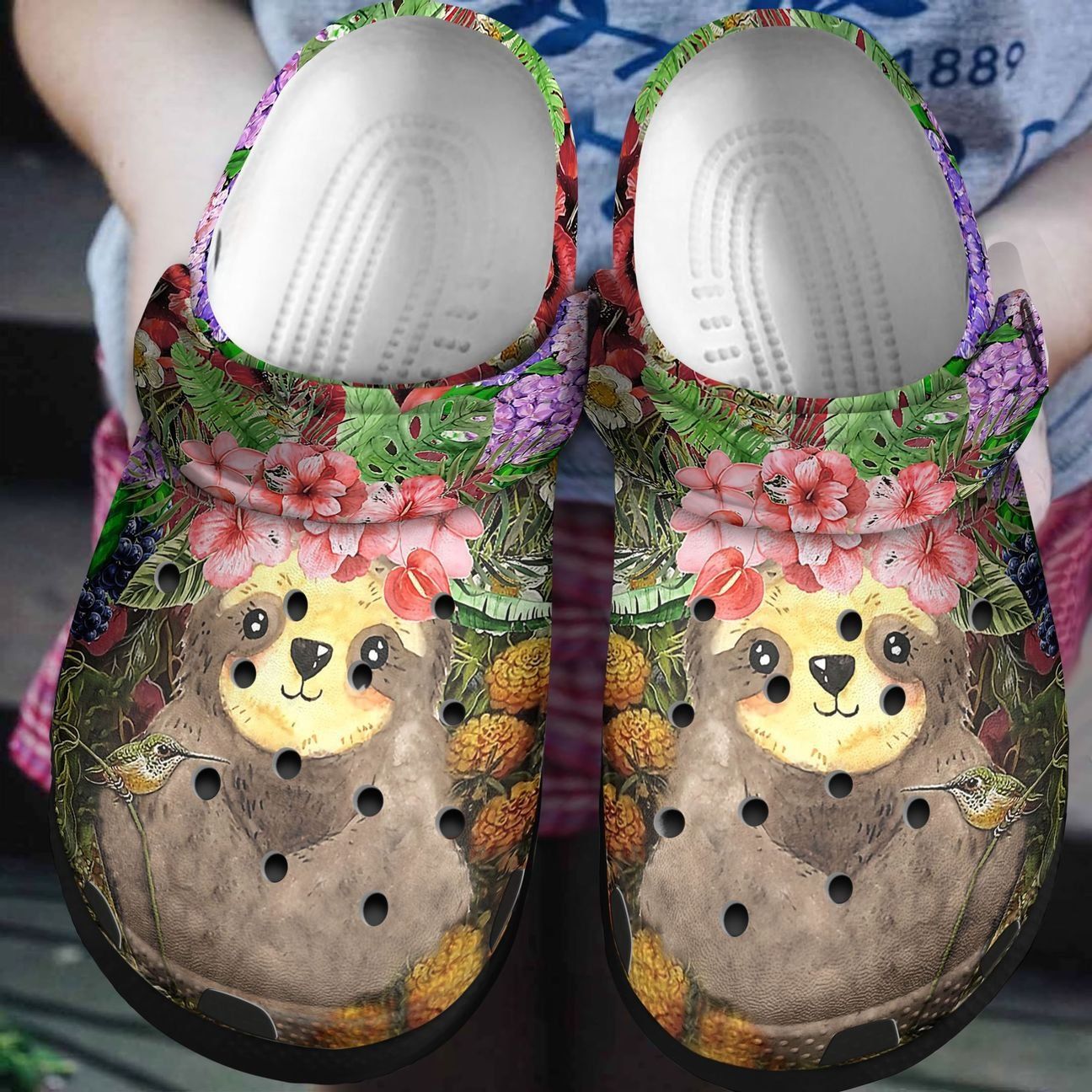 Sloth Personalized Clog Custom Crocs Comfortablefashion Style Comfortable For Women Men Kid Print 3D Sloth Flower Sloth Personalized Clog Custom Crocs Comfortablefashion Style Comfortable For Women Men Kid Print 3D Sloth Flower