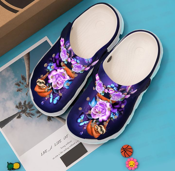 Sloth Purple Floral Sku 2243 Crocs Crocband Clog Comfortable For Mens Womens Classic Clog Water Shoes Sloth Purple Floral Sku 2243 Crocs Crocband Clog Comfortable For Mens Womens Classic Clog Water Shoes