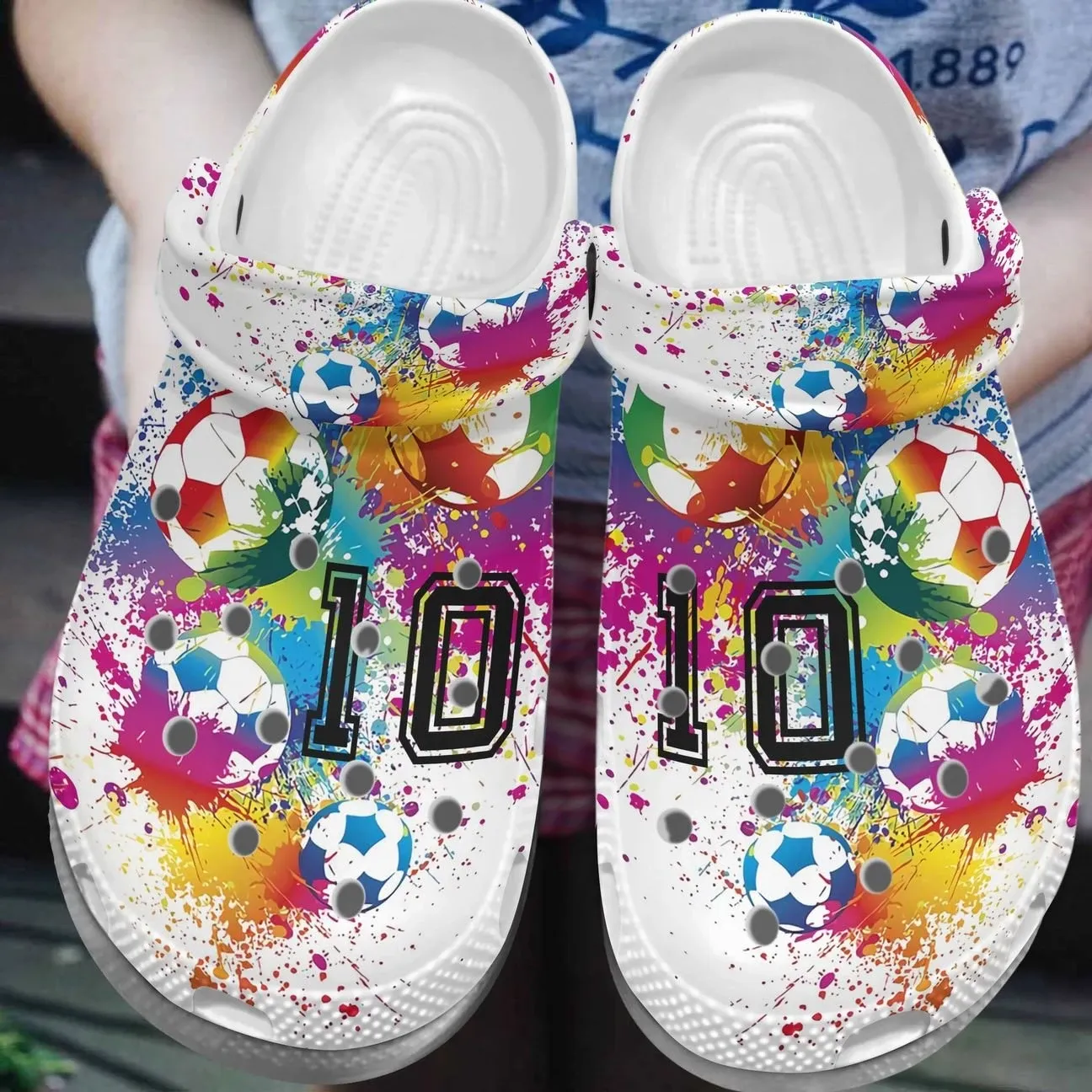 Soccer Personalize Clog Custom Crocs Fashionstyle Comfortable For Women Men Kid Print 3D Rainbow Color Soccer Personalize Clog Custom Crocs Fashionstyle Comfortable For Women Men Kid Print 3D Rainbow Color
