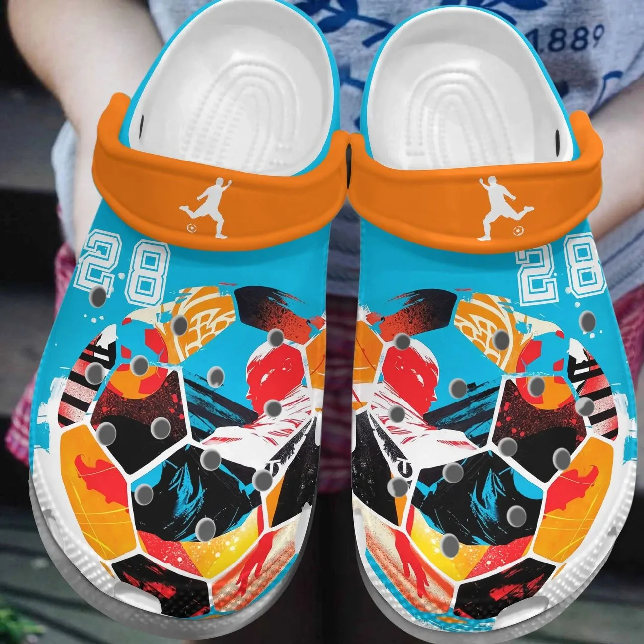 Soccer Personalized Clog Custom Crocs Comfortablefashion Style Comfortable For Women Men Kid Print 3D Blue And Orange Soccer Personalized Clog Custom Crocs Comfortablefashion Style Comfortable For Women Men Kid Print 3D Blue And Orange