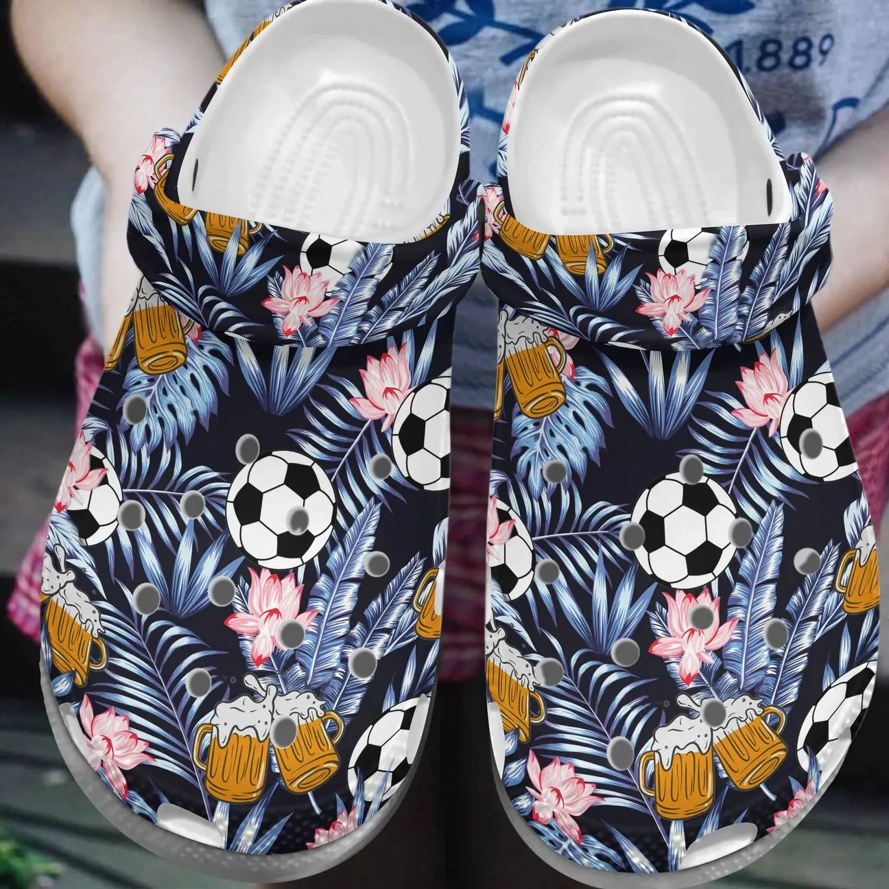 Soccer Personalized Clog Custom Crocs Comfortablefashion Style Comfortable For Women Men Kid Print 3D Soccer Beer Tropical Pattern Soccer Personalized Clog Custom Crocs Comfortablefashion Style Comfortable For Women Men Kid Print 3D Soccer Beer Tropical Pattern