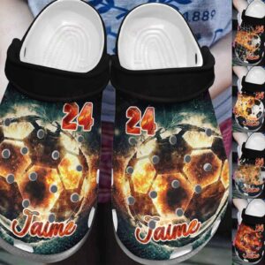 Soccer Personalized Crocs Clog Classic Clog Whitesole On Fire Shoes