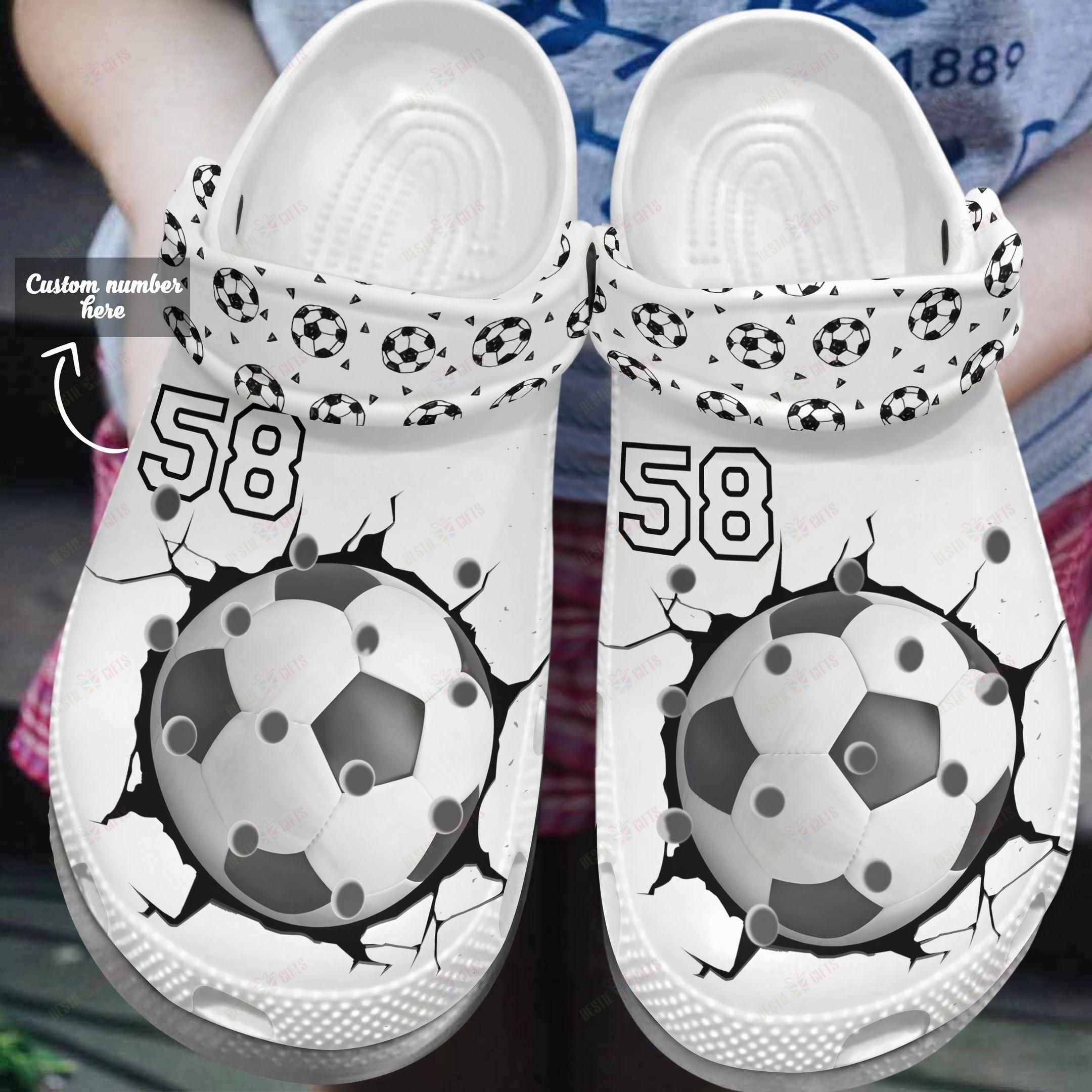 Soccer Personalized Crocs Clog Classic Clog Whitesole Soccer Lover Shoes Soccer Personalized Crocs Clog Classic Clog Whitesole Soccer Lover Shoes