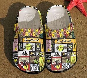 Softball Hit Like A Girl Crocs Crocband Clog Clog Comfortable For Mens And Womens Classic Clog Water Shoes Comfortable