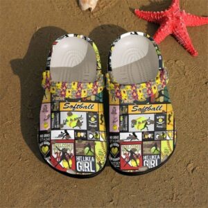 Softball Hit Like A Girl Crocs Crocband Clog Comfortable For Mens Womens Classic Clog Water Shoes Clog