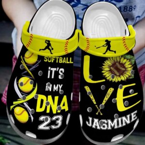 Softball Personalize Clog Custom Crocs Fashionstyle Comfortable For Women Men Kid Print 3D My Dna
