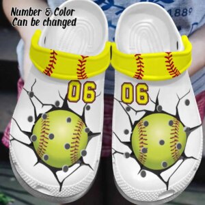 Softball Personalize Clog Custom Crocs Fashionstyle Comfortable For Women Men Kid Print 3D Personalized Softball Crack