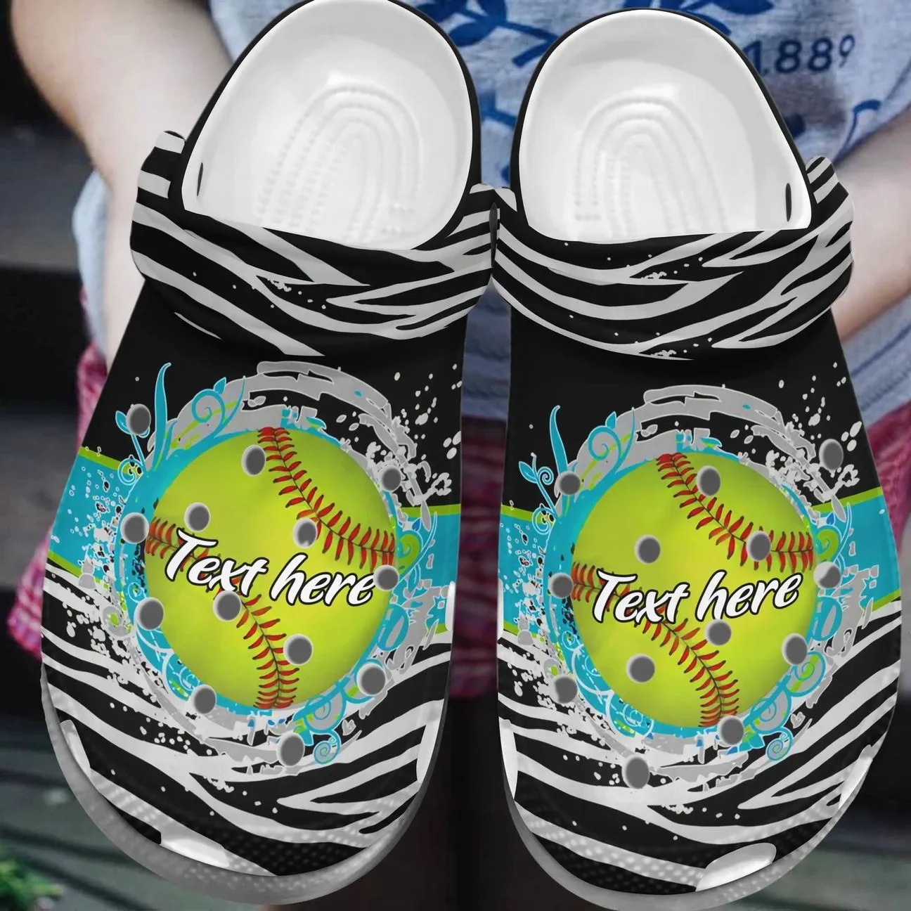Softball Personalize Clog Custom Crocs Fashionstyle Comfortable For Women Men Kid Print 3D Personalized Zebra Softball Personalize Clog Custom Crocs Fashionstyle Comfortable For Women Men Kid Print 3D Personalized Zebra