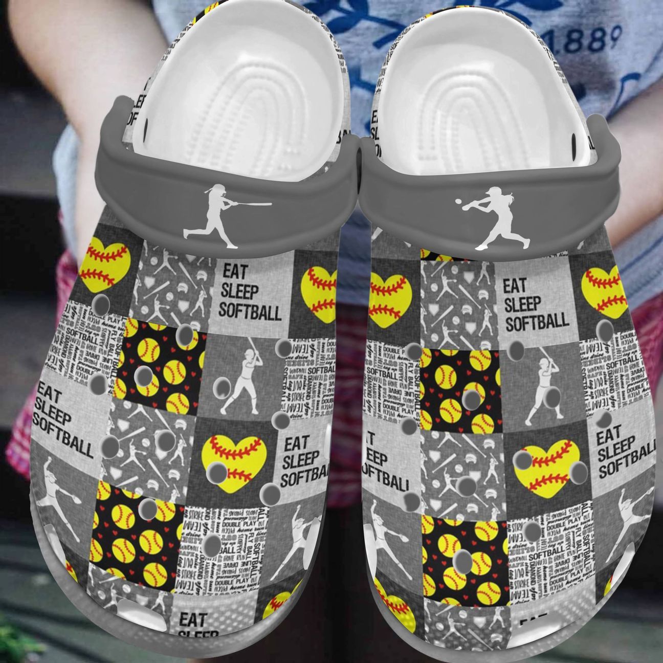 Softball Personalize Clog Custom Crocs Fashionstyle Comfortable For Women Men Kid Print 3D Whitesole Eat Sleep Softball Softball Personalize Clog Custom Crocs Fashionstyle Comfortable For Women Men Kid Print 3D Whitesole Eat Sleep Softball
